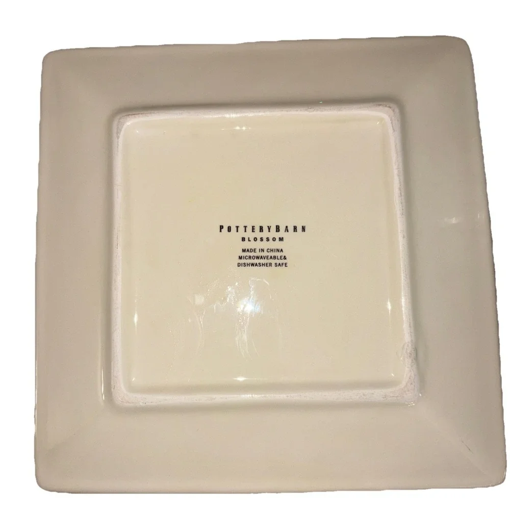 Pottery Barn Cherry Blossom Set Of 3 Square Plates‎ Ceramic 8